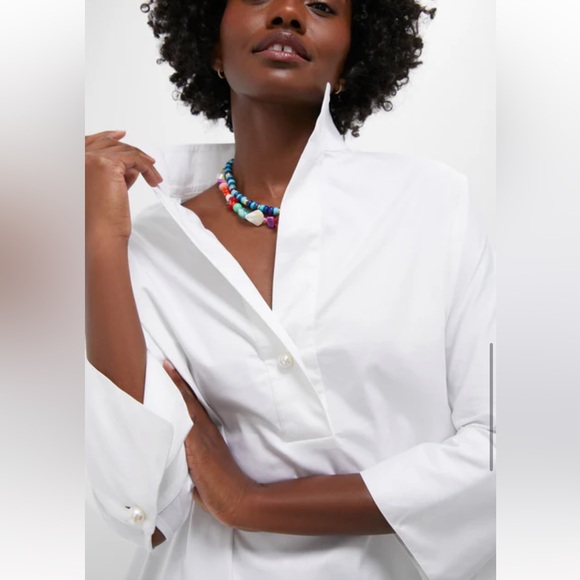 Tuckernuck Blanc Willow Blouse || Popped Collar & Pearl Button - Picture 8 of 8